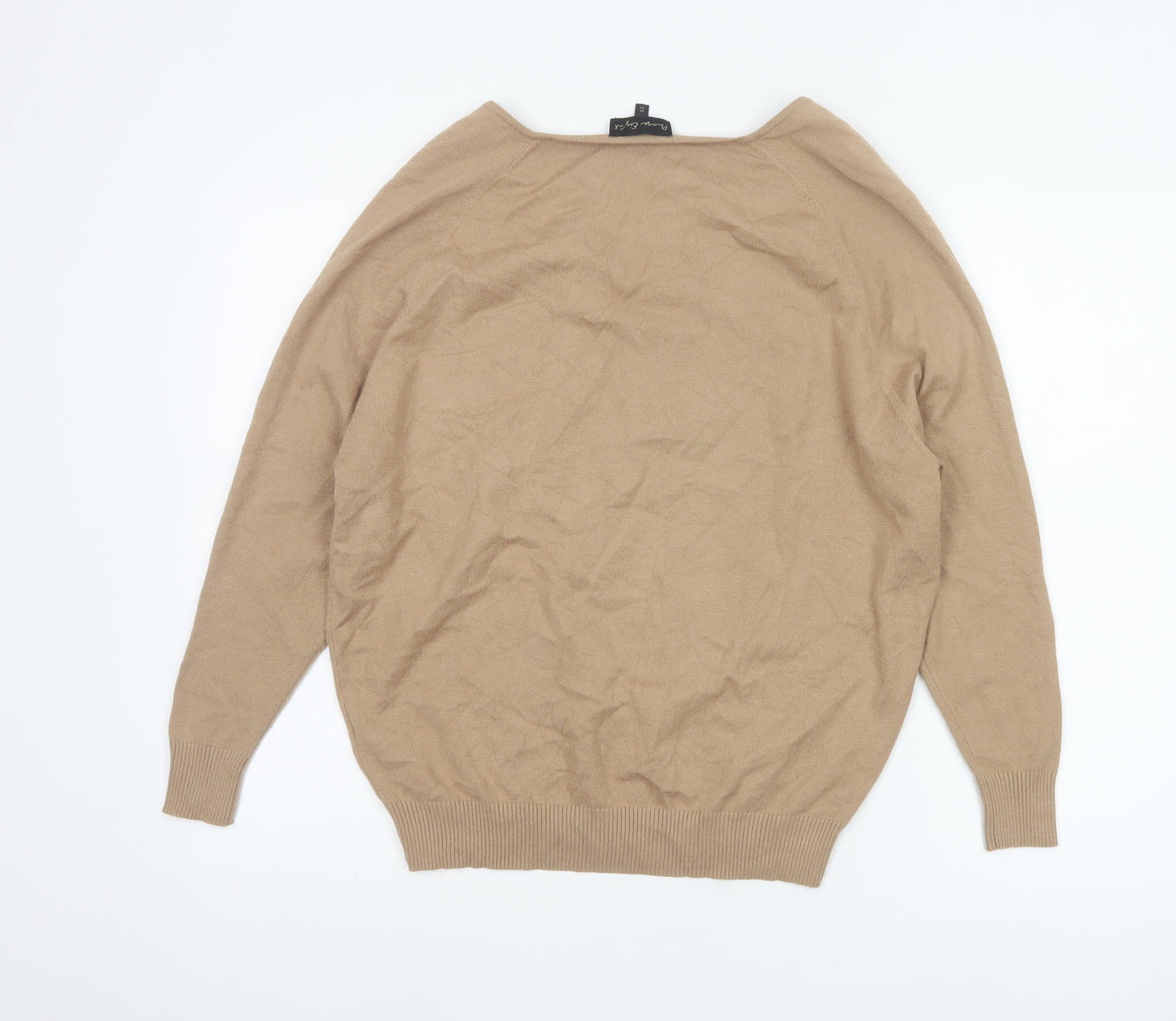 Phase Eight Women Beige V-Neck Relaxed Knit Pullover Jumper XS