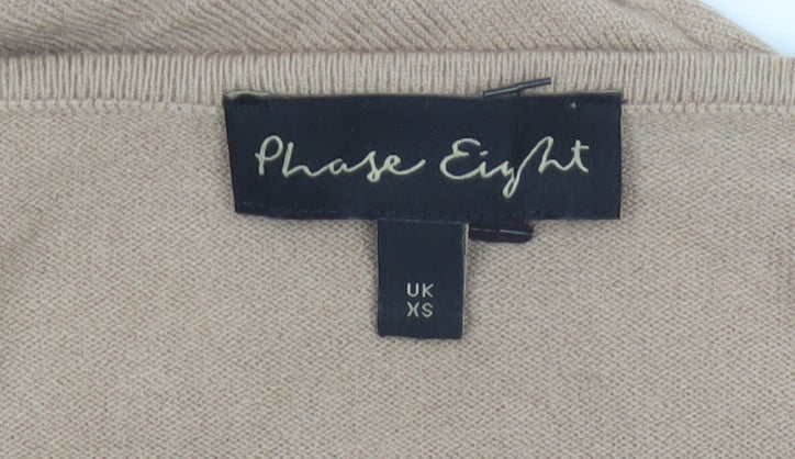 Phase Eight Women Beige V-Neck Relaxed Knit Pullover Jumper XS