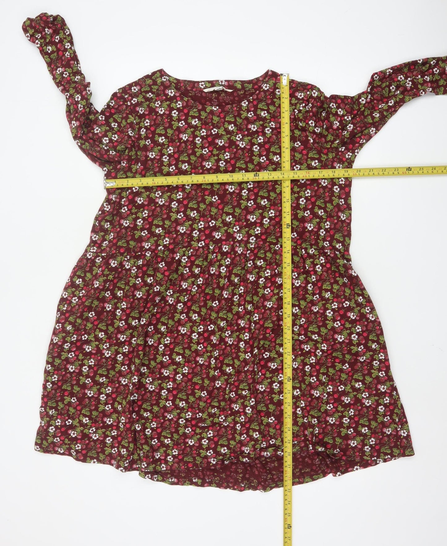 Seasalt Cornwall Women Red Floral Organic Cotton Petite A-Line Dress UK14