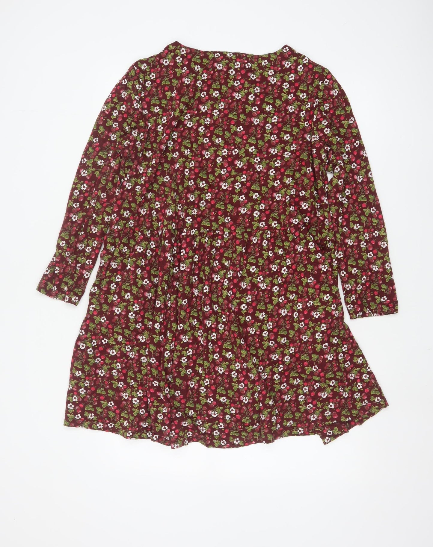 Seasalt Cornwall Women Red Floral Organic Cotton Petite A-Line Dress UK14