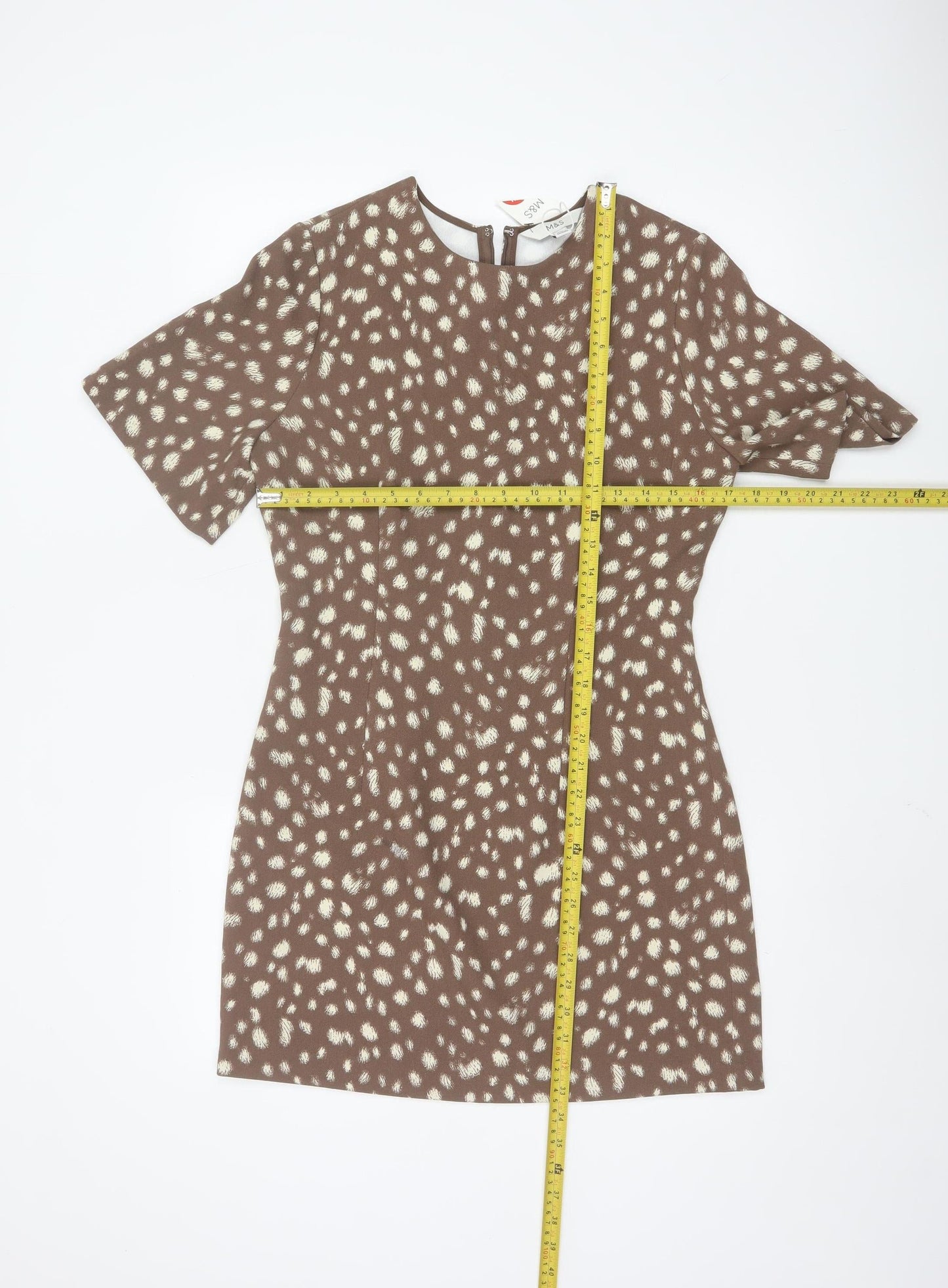 Marks and Spencer Women's Brown Animal Print Shift Dress Size 10