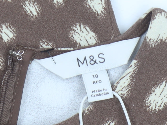 Marks and Spencer Women's Brown Animal Print Shift Dress Size 10