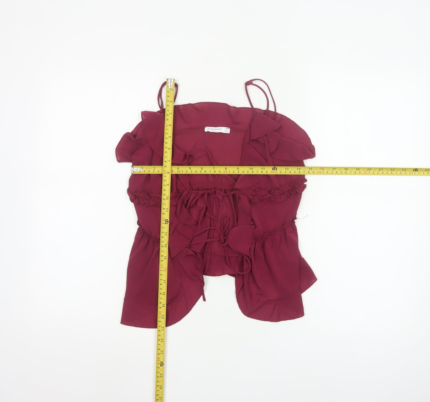 Stradivarius Womens Red Ruffle Camisole Tie Blouse Size 8