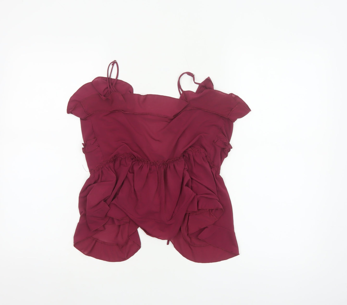 Stradivarius Womens Red Ruffle Camisole Tie Blouse Size 8