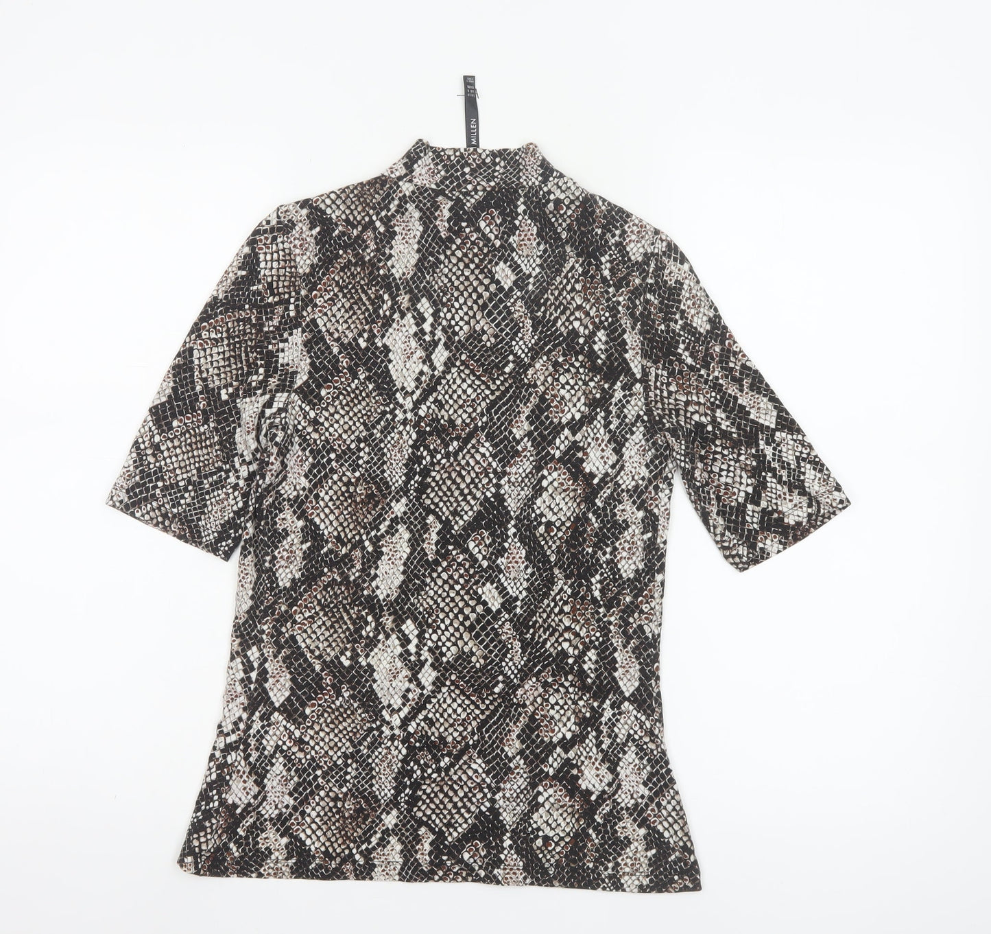 Karen Millen Womens Brown Animal Print Mock Neck Top Size 10