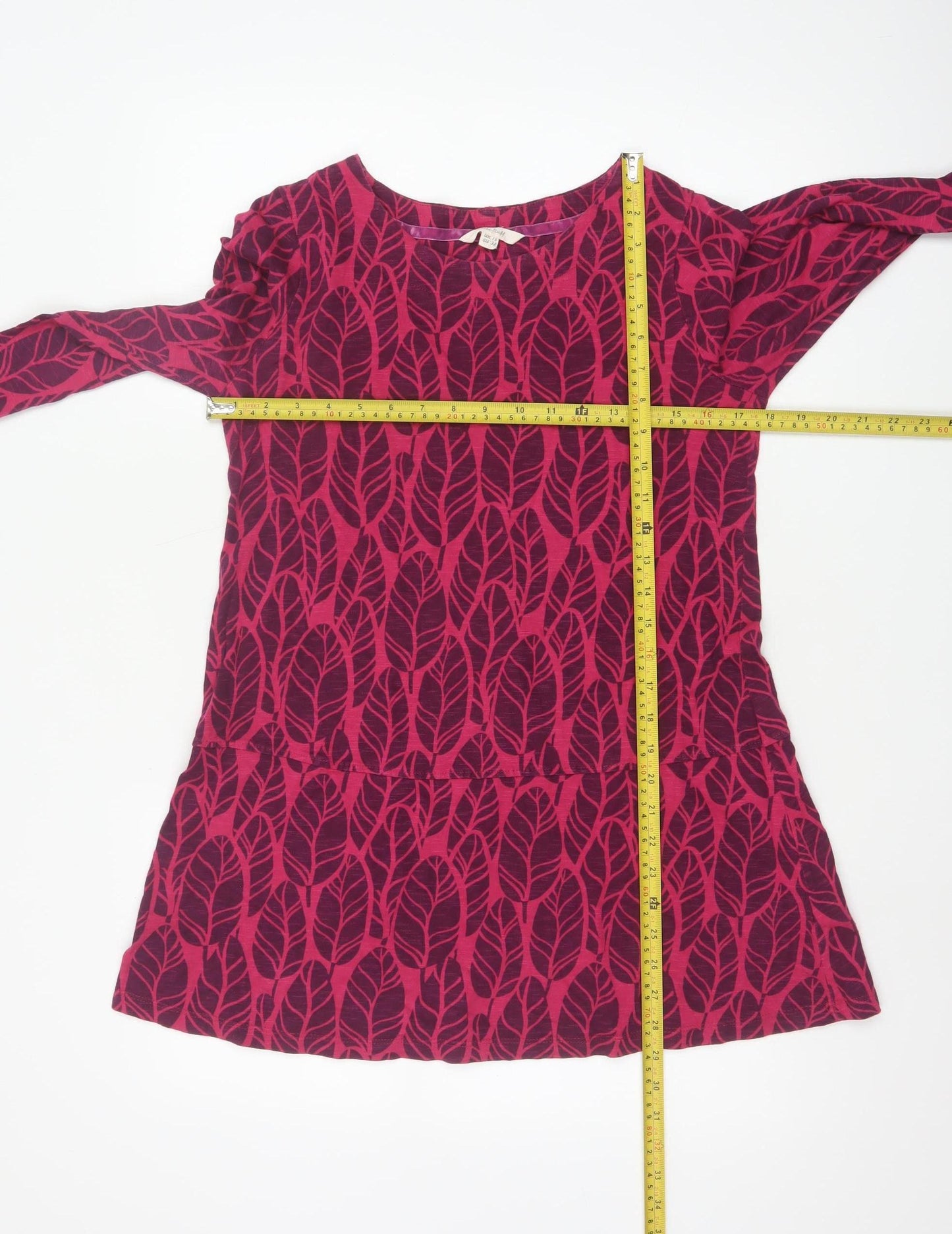 White Stuff Womens Pink Tunic Blouse UK 10 3/4 Sleeve Cotton