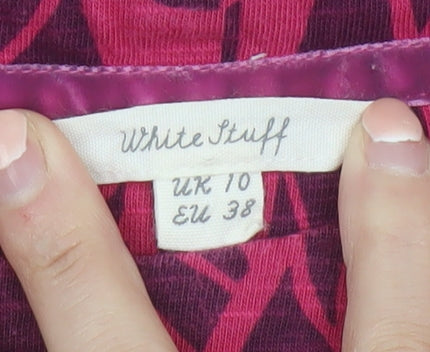 White Stuff Womens Pink Tunic Blouse UK 10 3/4 Sleeve Cotton