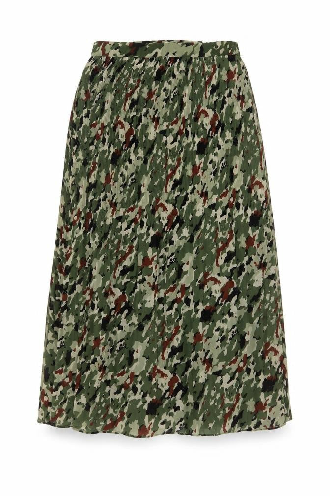 Hush Women’s Green Camouflage Pleated Midi Skirt Size 10