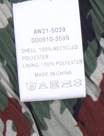 Hush Women’s Green Camouflage Pleated Midi Skirt Size 10