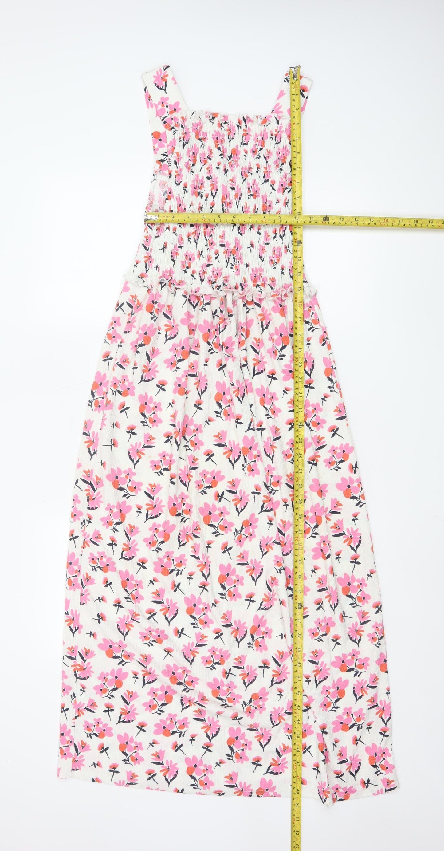 River Island Women’s Multicoloured Floral Smocked Midi Dress Size 8