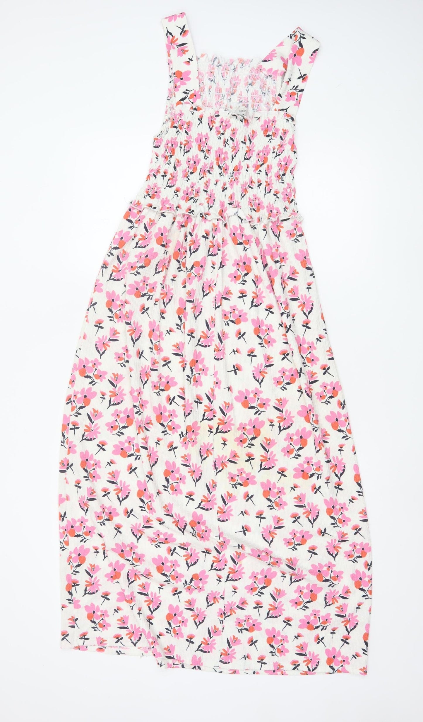 River Island Women’s Multicoloured Floral Smocked Midi Dress Size 8