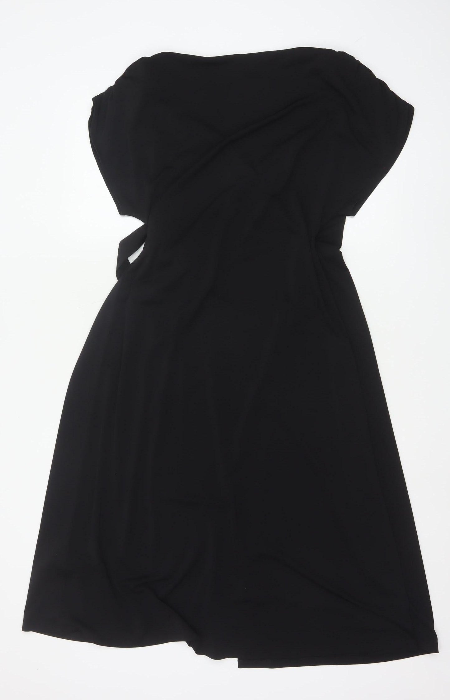 H&M Women’s Black Wrap Dress Size 12 Short Sleeve Knee Length