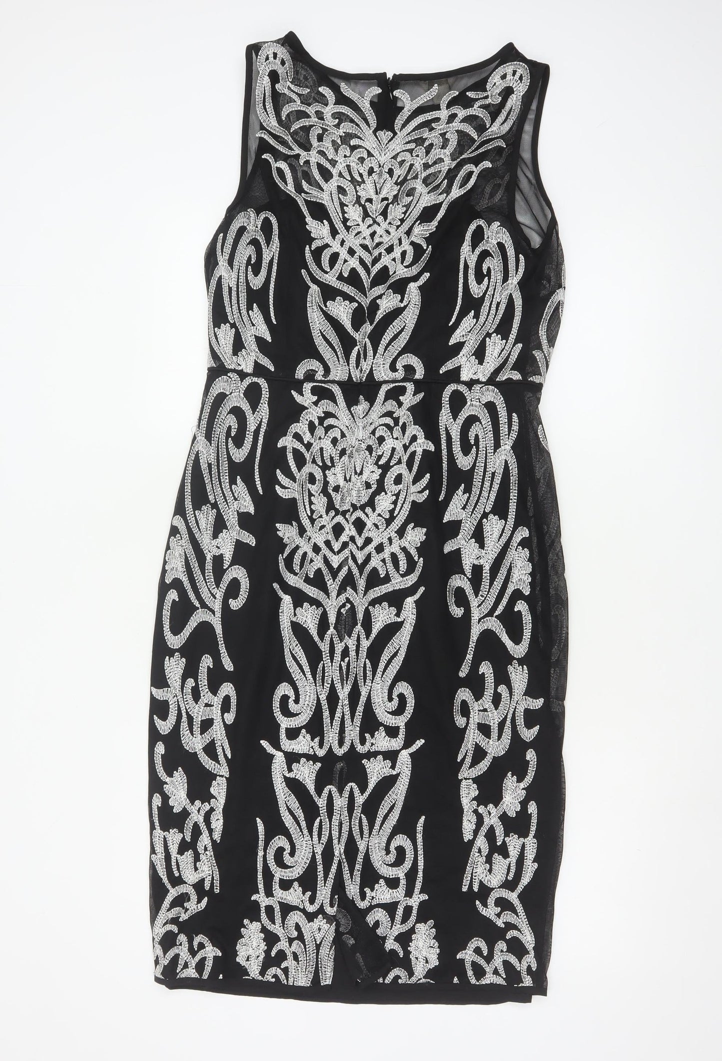 Monsoon Womens Black Beaded Bodycon Dress Size 12 Party Cocktail