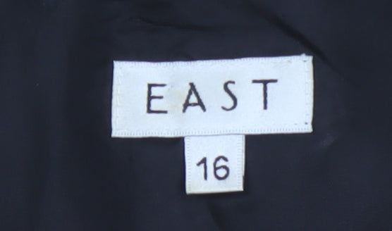 East Women Black Floral Linen Fit & Flare Dress Size 16
