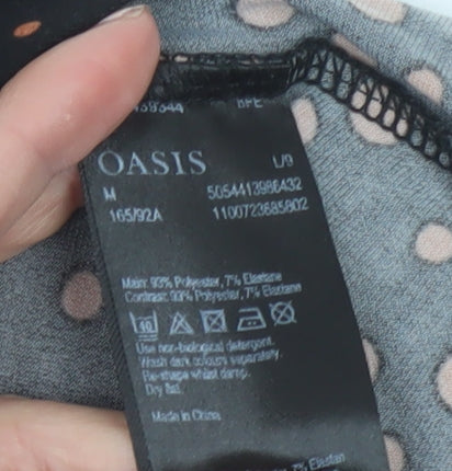 Oasis Women's Black Polka Dot Midi Wrap Dress Size 12