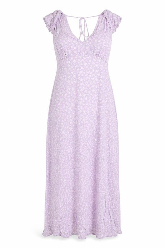 Hollister Women’s Purple Floral Maxi Dress XS Lace Up Boho Summer