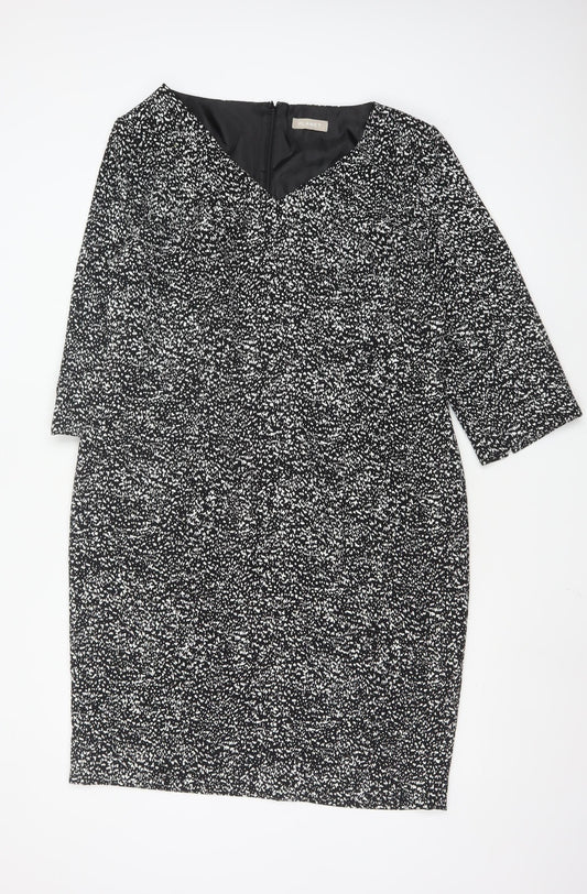 Planet Women’s Black Geometric Sheath Dress Size 16 Workwear