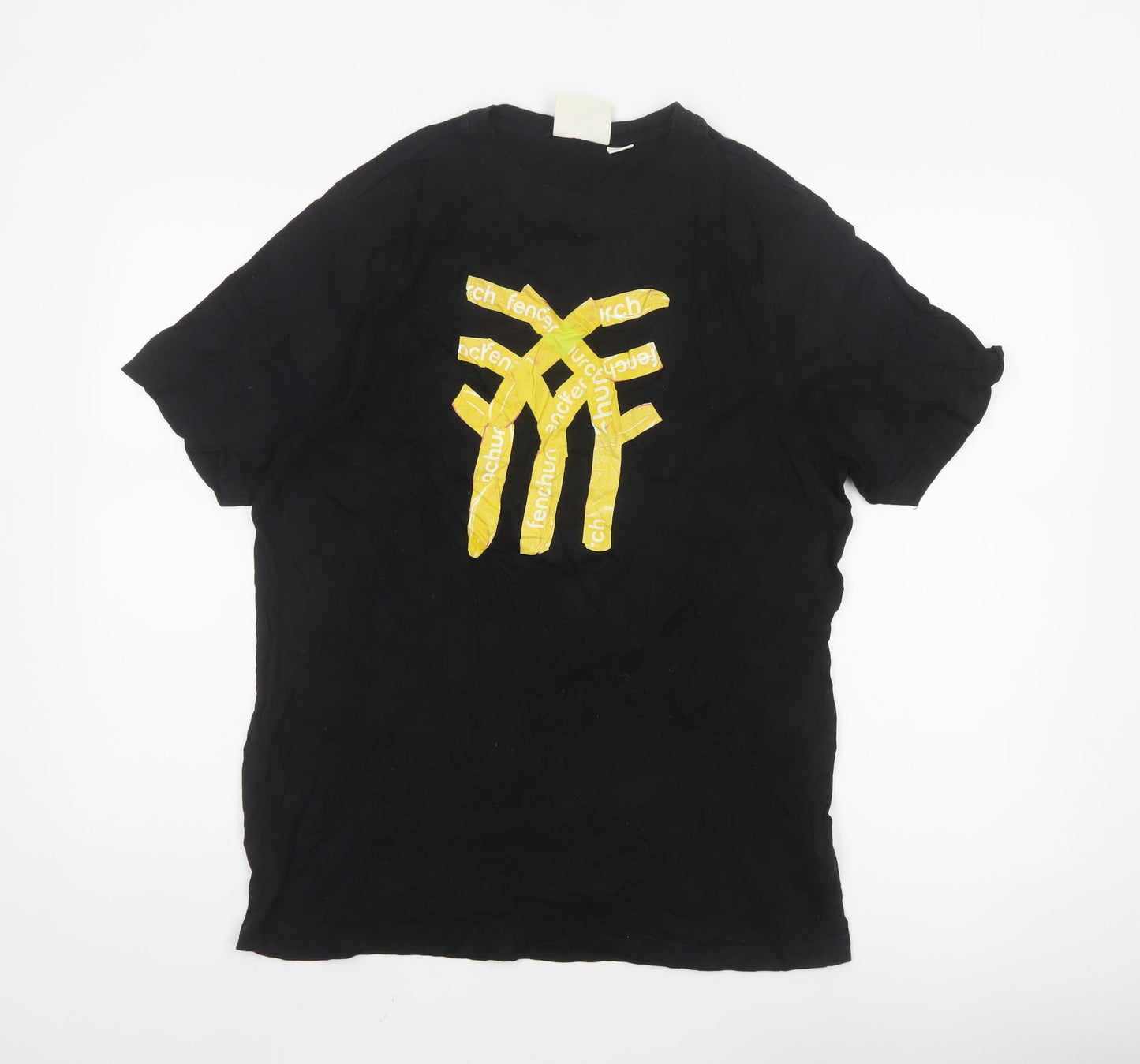 Fenchurch Men's Black Graphic Logo Cotton T-Shirt Size M