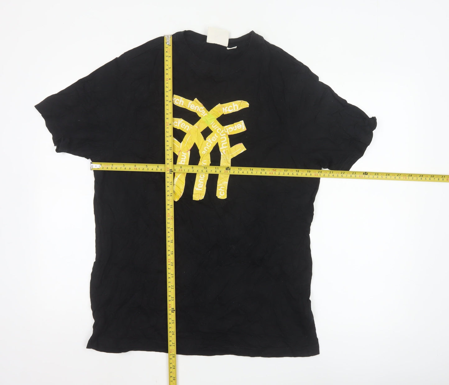 Fenchurch Men's Black Graphic Logo Cotton T-Shirt Size M