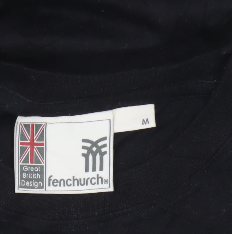 Fenchurch Men's Black Graphic Logo Cotton T-Shirt Size M