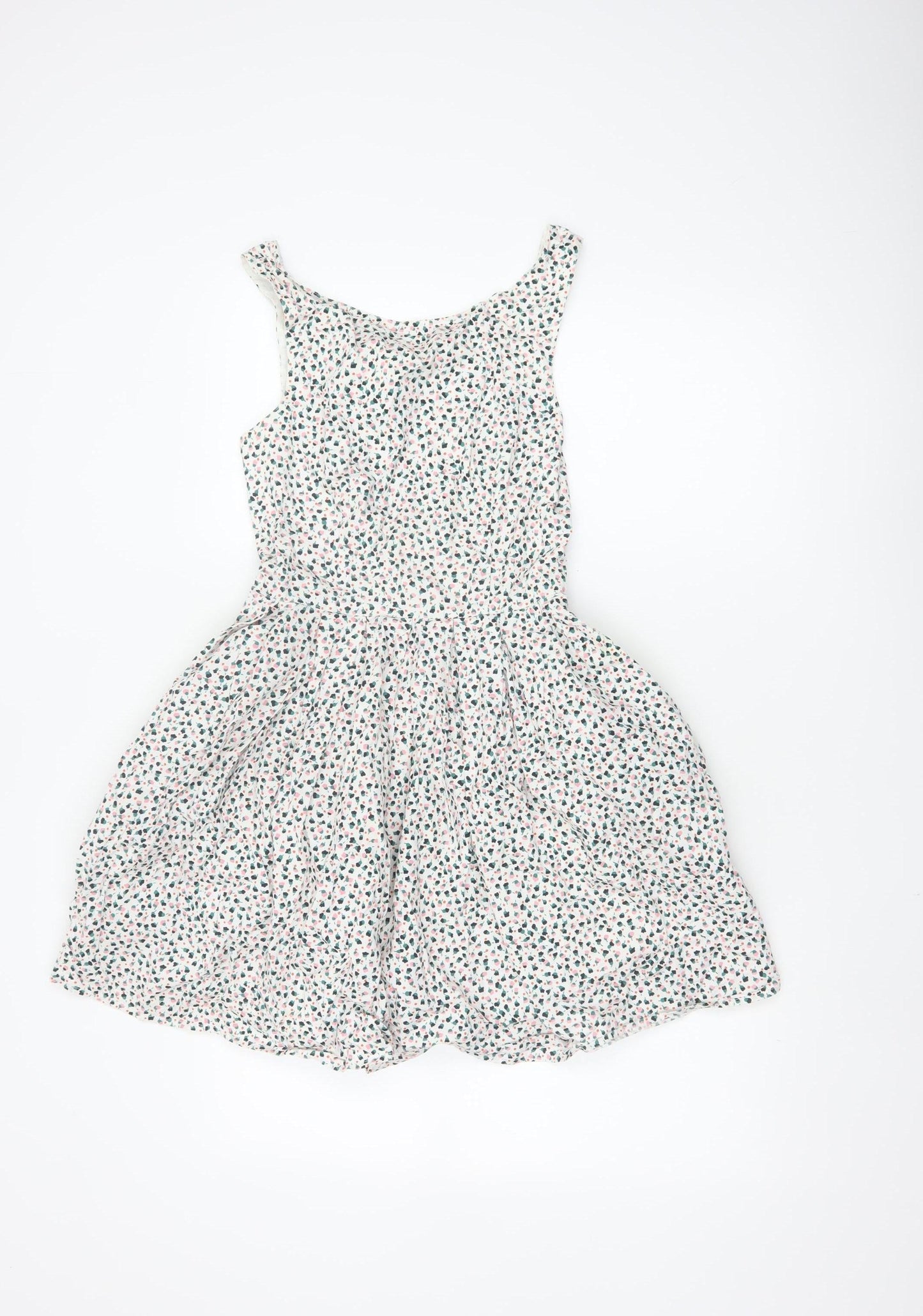 Jack Wills Women's White Floral Cotton Skater Dress Size 8