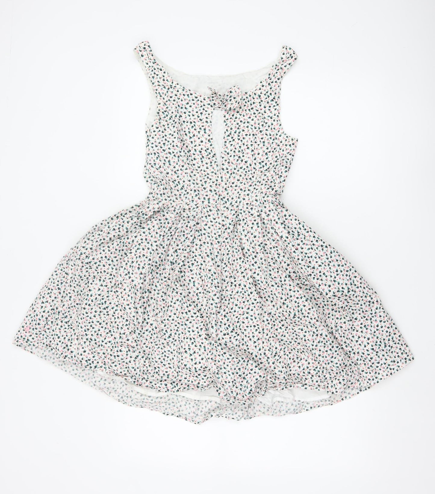 Jack Wills Women's White Floral Cotton Skater Dress Size 8