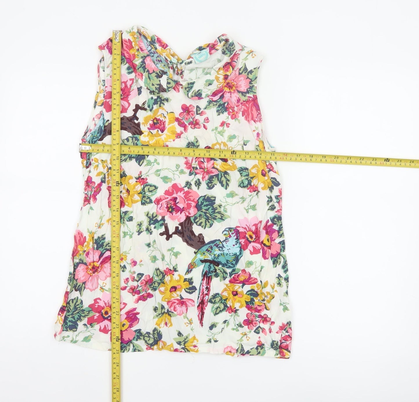 Joules Women's Multicoloured Floral Sleeveless Tunic Blouse Size 12