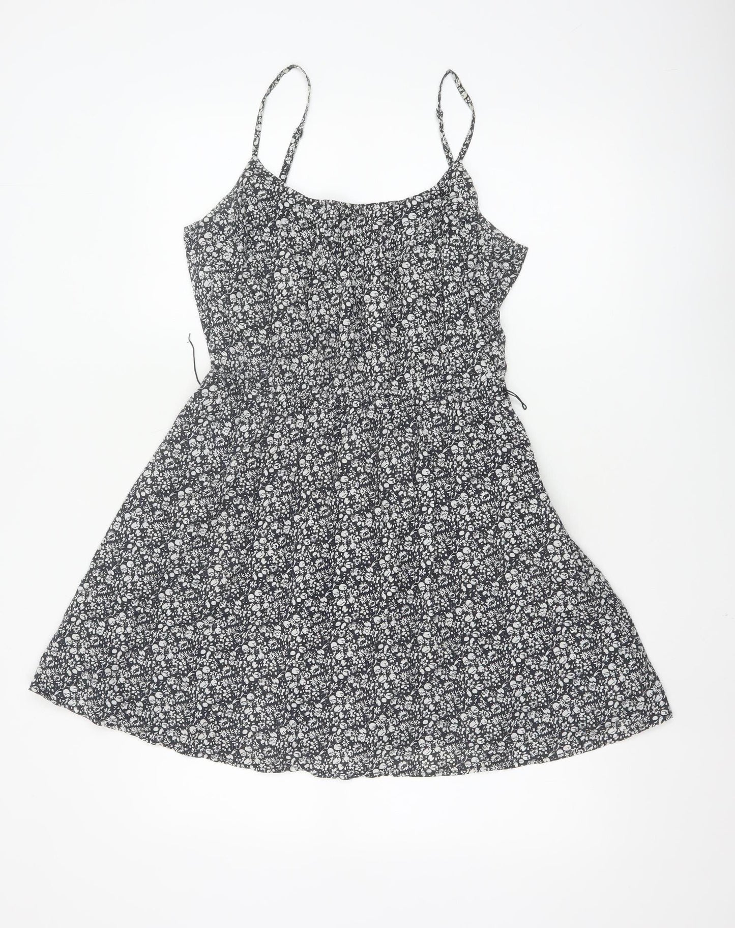 Jack Wills Women’s Black Floral A-Line Cotton Summer Dress UK 10