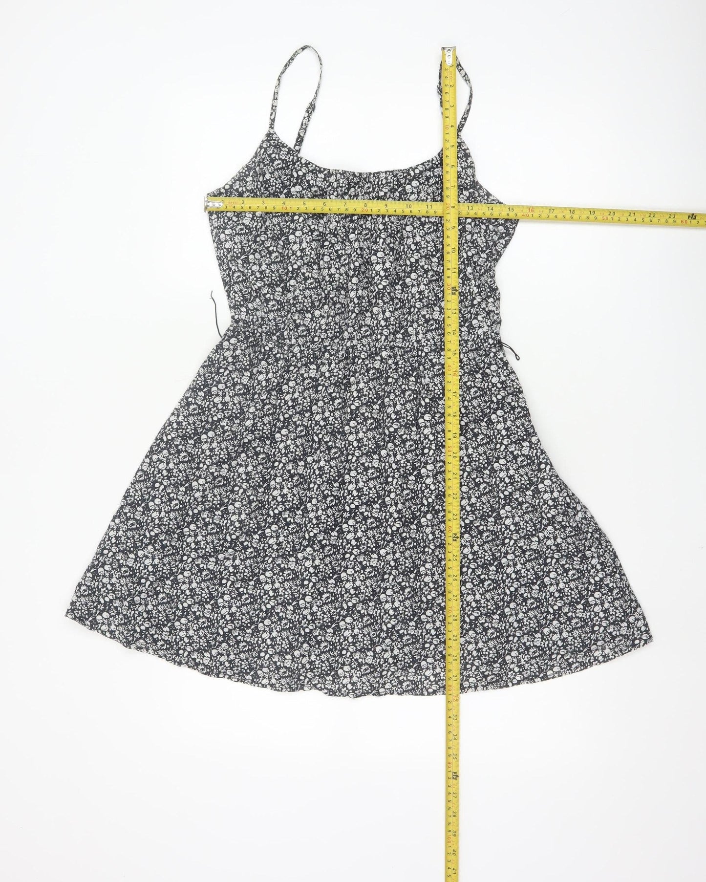 Jack Wills Women’s Black Floral A-Line Cotton Summer Dress UK 10