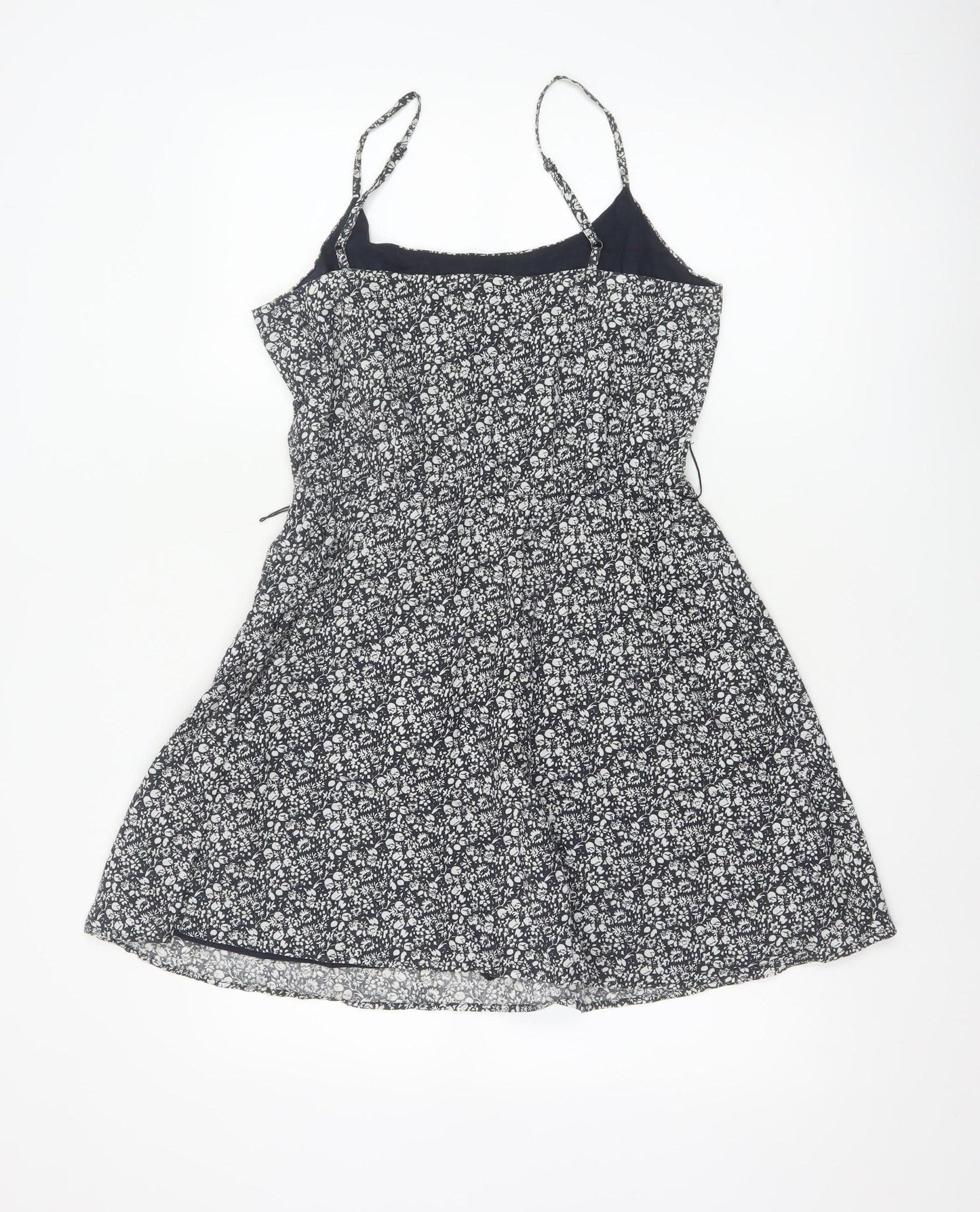 Jack Wills Women’s Black Floral A-Line Cotton Summer Dress UK 10
