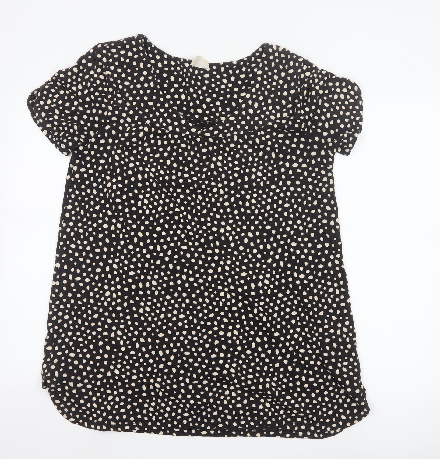 Fat Face Womens Black Polka Dot Viscose Tunic Blouse Size 10