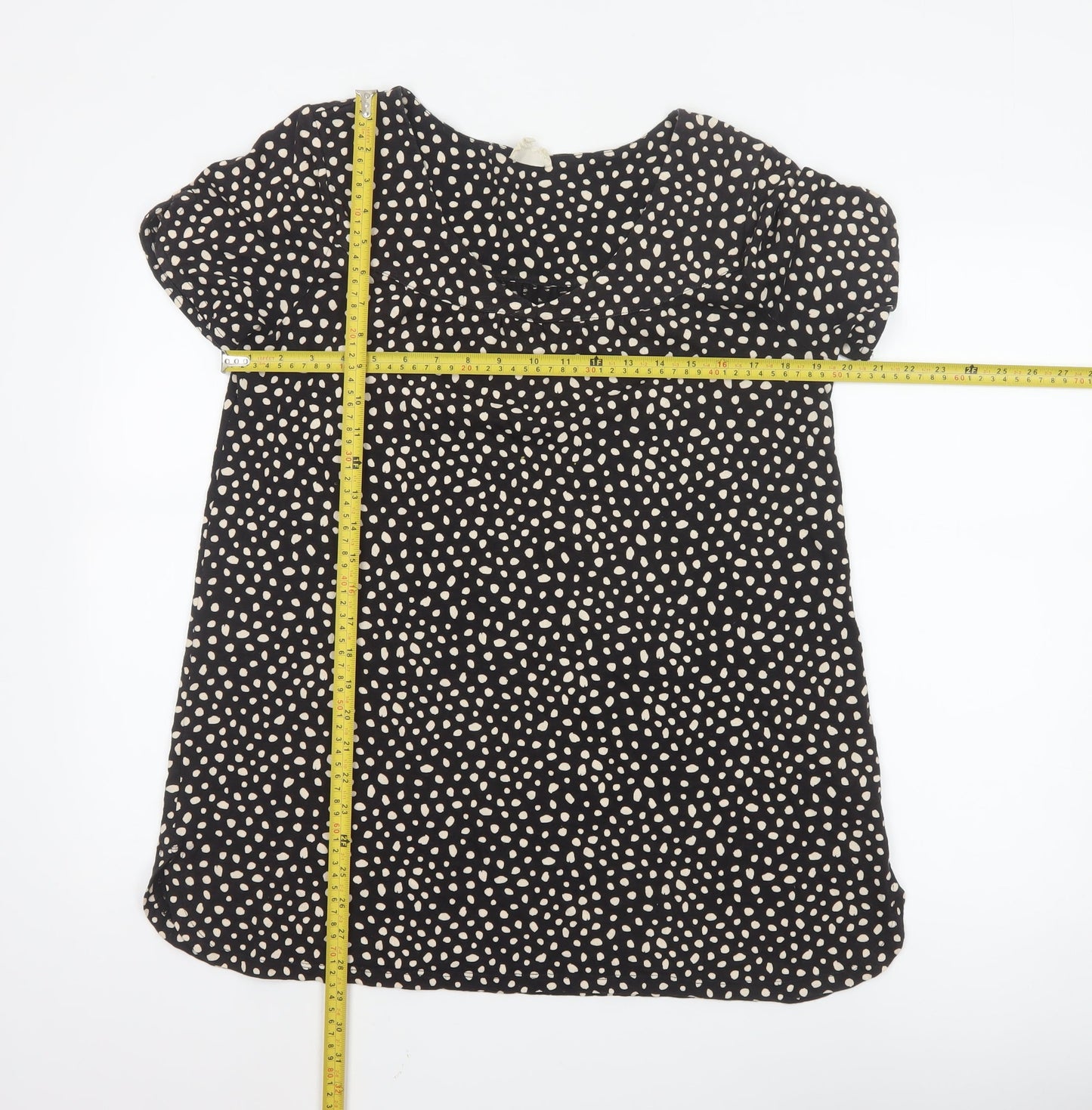Fat Face Womens Black Polka Dot Viscose Tunic Blouse Size 10
