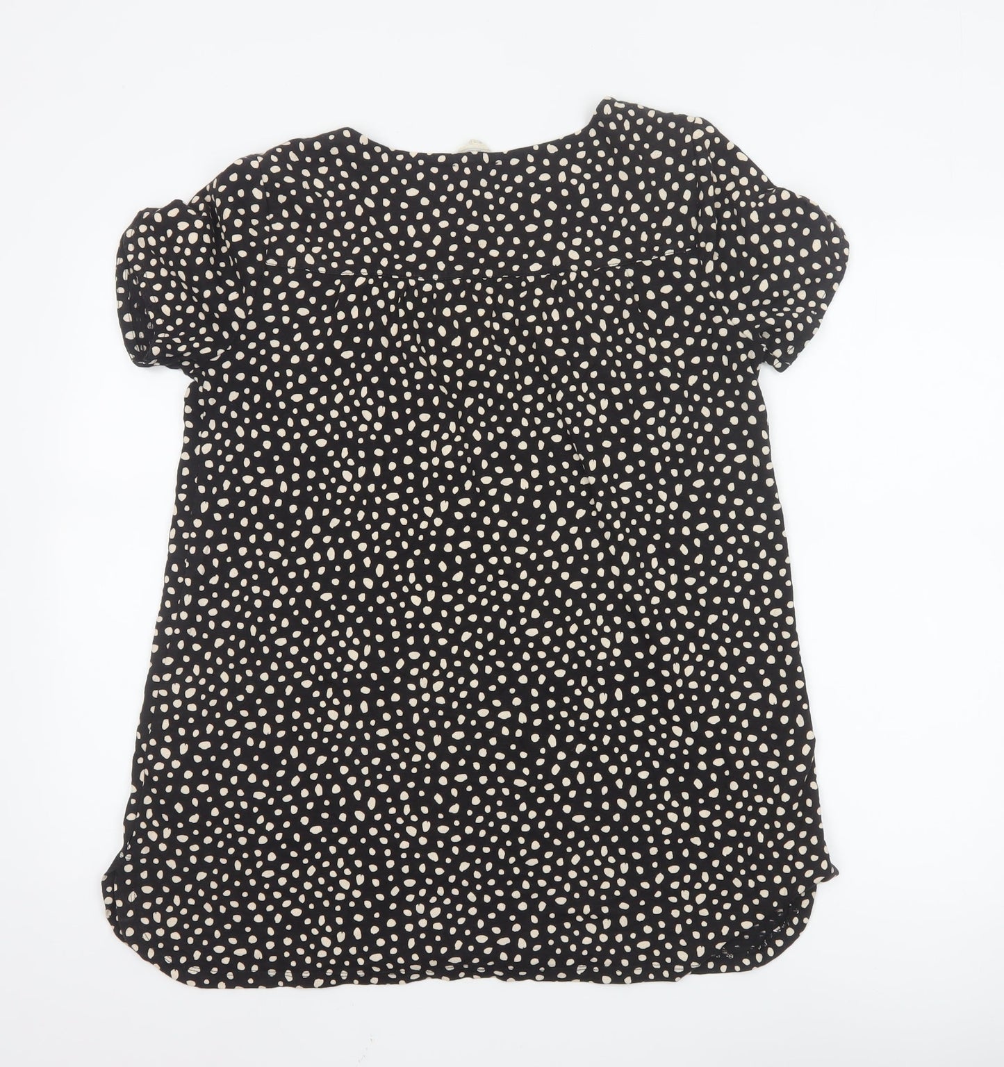 Fat Face Womens Black Polka Dot Viscose Tunic Blouse Size 10