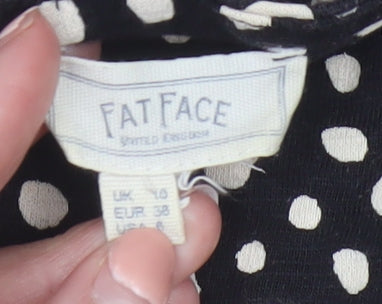 Fat Face Womens Black Polka Dot Viscose Tunic Blouse Size 10