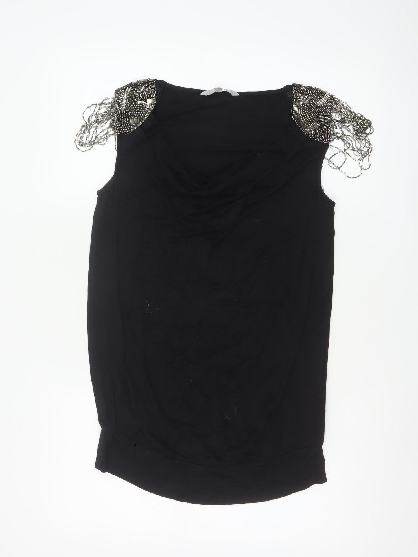 Red Herring Women's Black Beaded Sleeveless Blouse Size 12