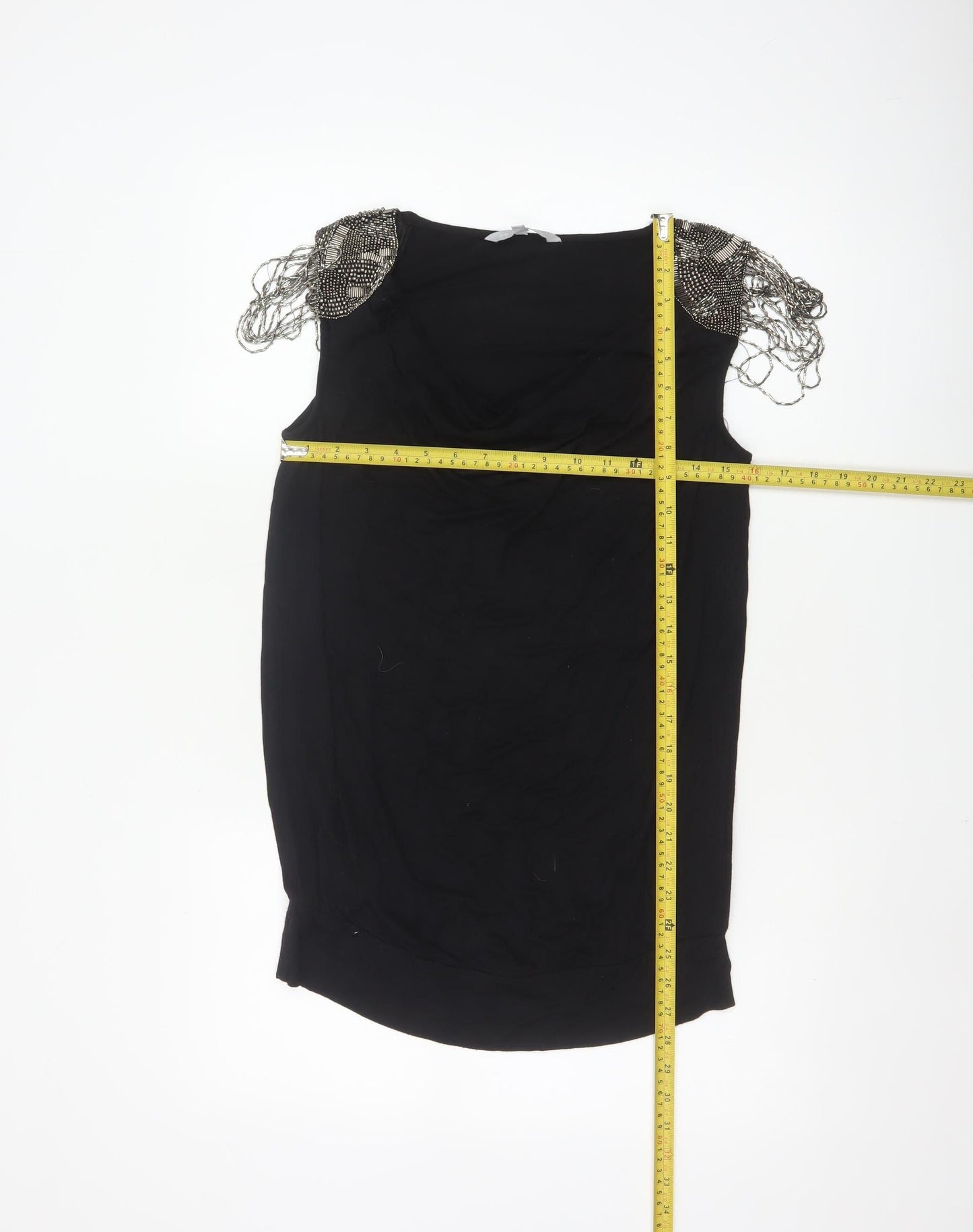 Red Herring Women's Black Beaded Sleeveless Blouse Size 12