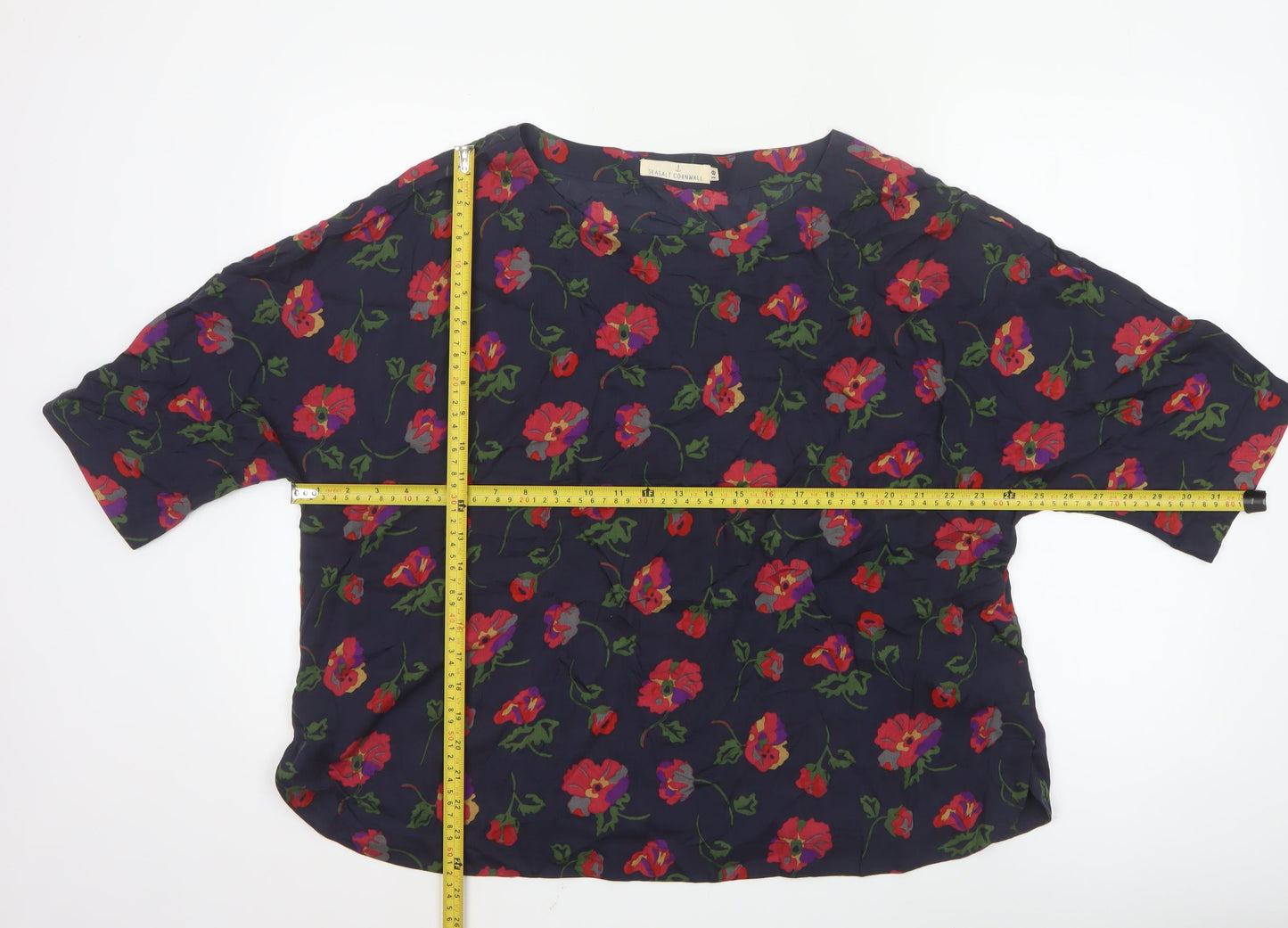 Seasalt Cornwall Women’s Blue Floral 3/4 Sleeve Tunic Blouse Size 18