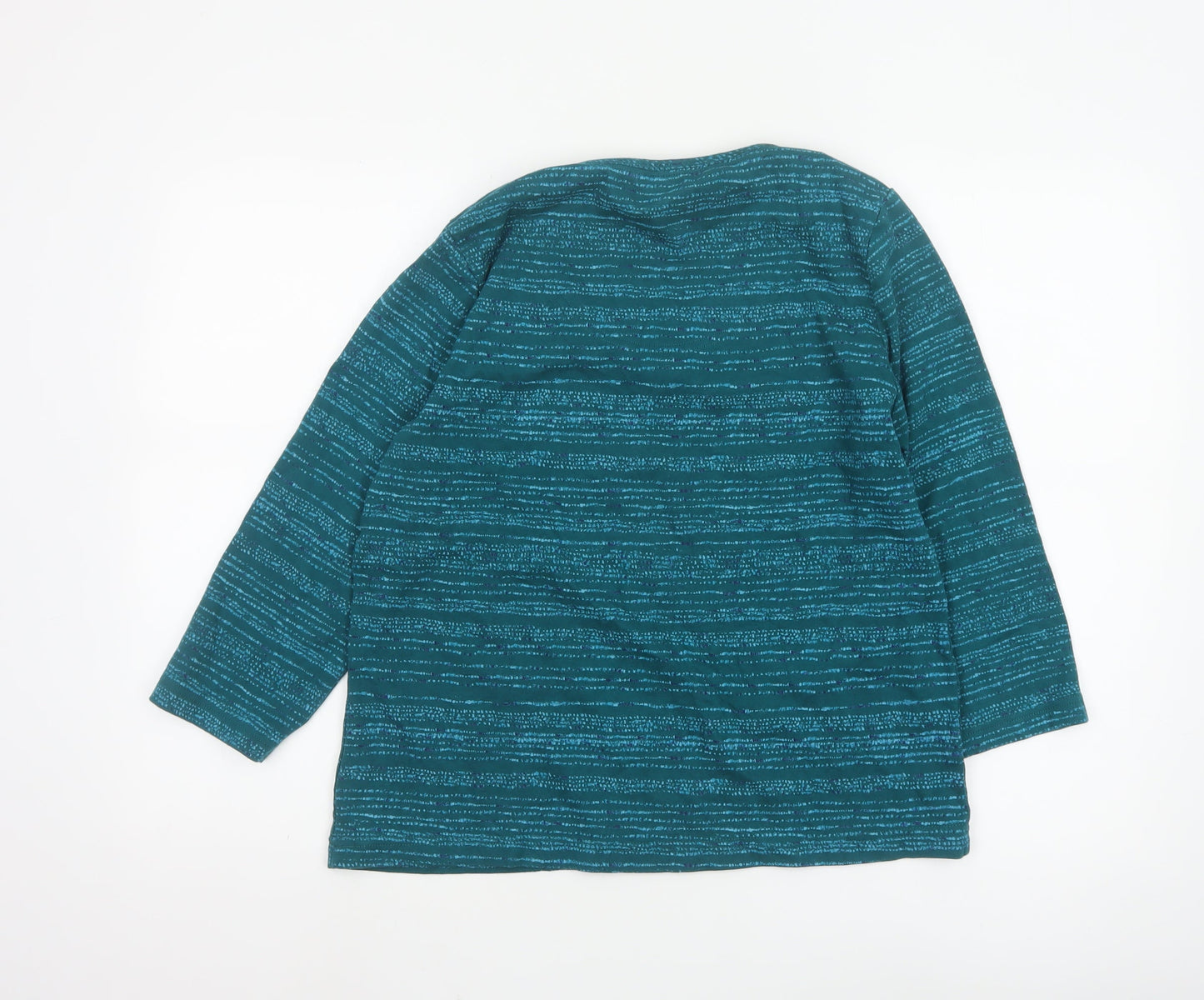DASH Women’s Green Striped 3/4 Sleeve Jersey Cotton Top Size 16