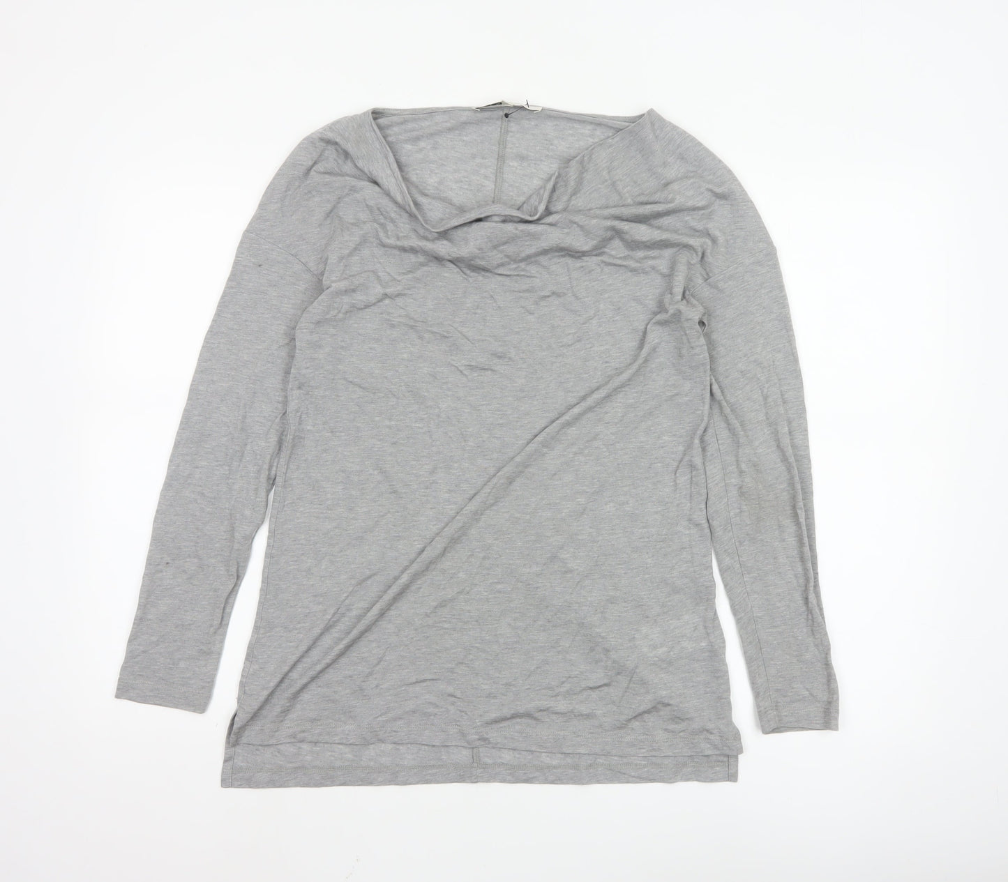 L.K.Bennett Women's Grey Long Sleeve Cowl Neck Jersey Blouse Size S