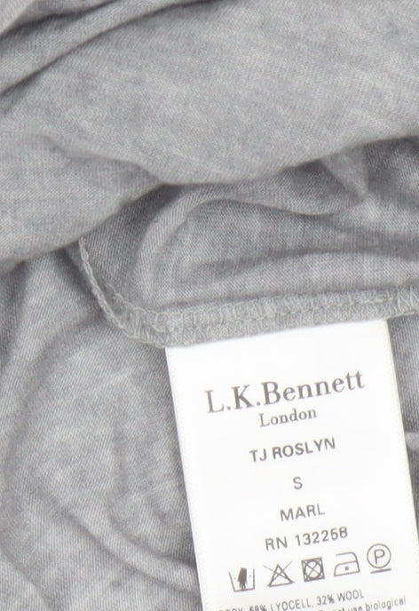 L.K.Bennett Women's Grey Long Sleeve Cowl Neck Jersey Blouse Size S