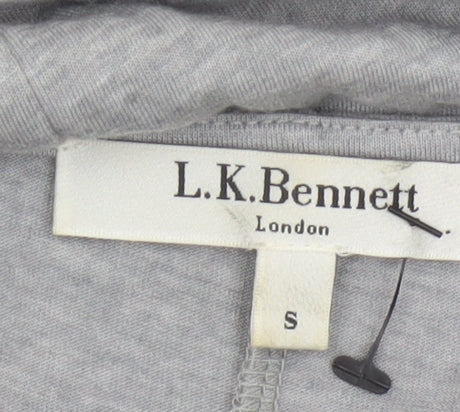 L.K.Bennett Women's Grey Long Sleeve Cowl Neck Jersey Blouse Size S