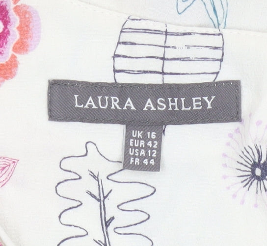 Laura Ashley Womens Multicoloured Floral Tunic Blouse Size 16