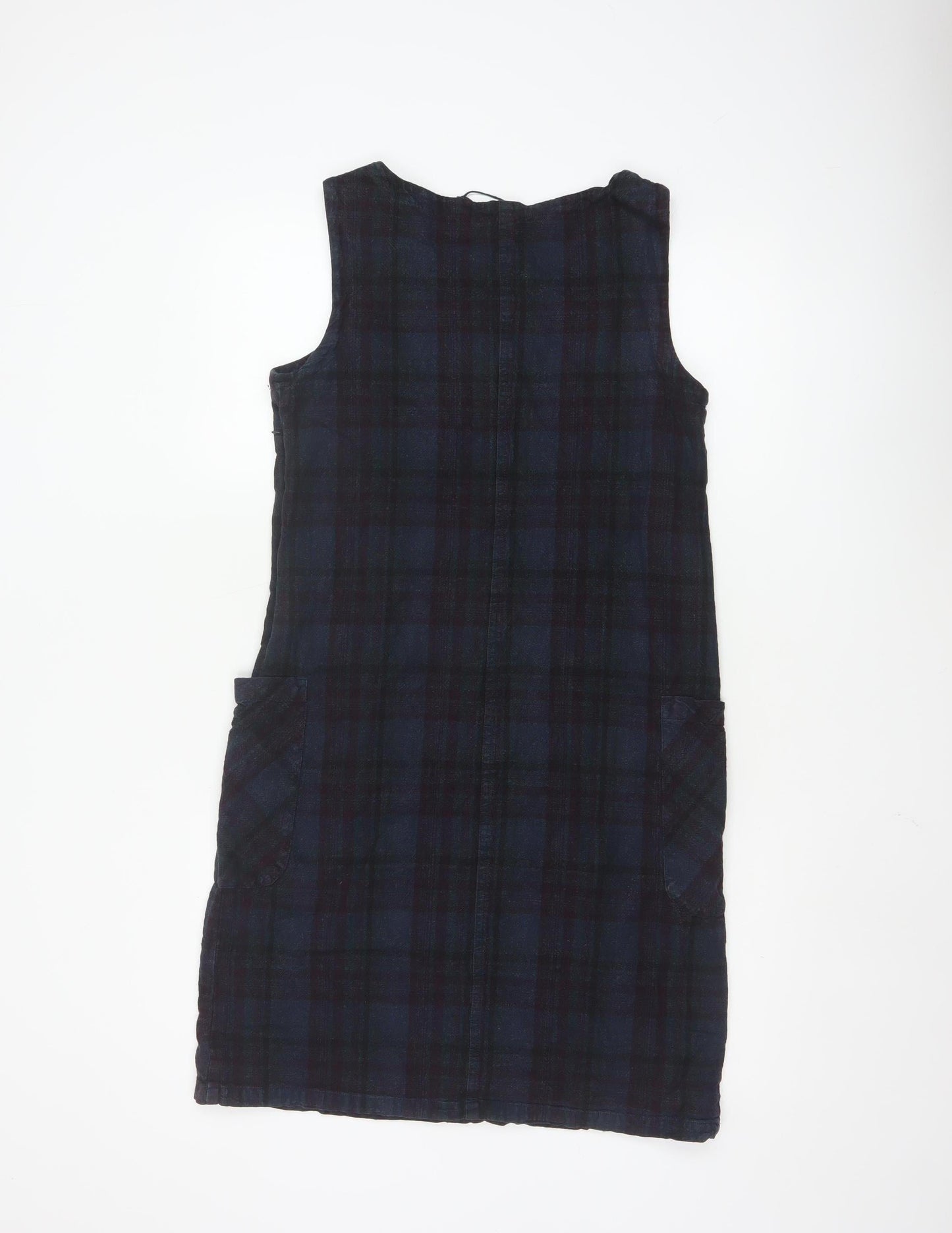 Seasalt Cornwall Women Blue Linen Cotton Check Pinafore Dress Size 10