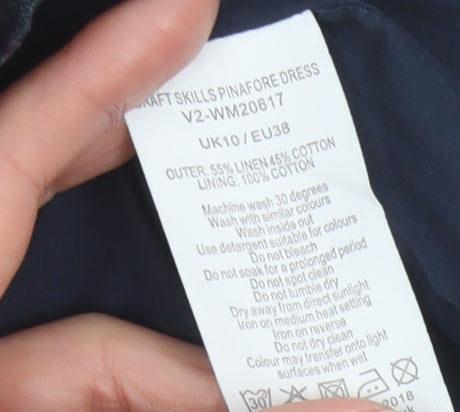 Seasalt Cornwall Women Blue Linen Cotton Check Pinafore Dress Size 10