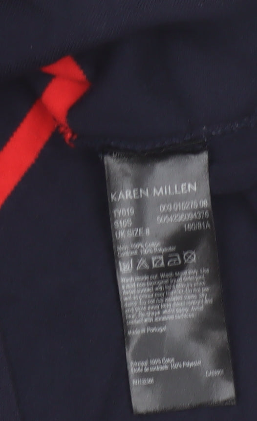 Karen Millen Women's Blue Red Striped Sleeveless Zip Neck Tank Top Size 8