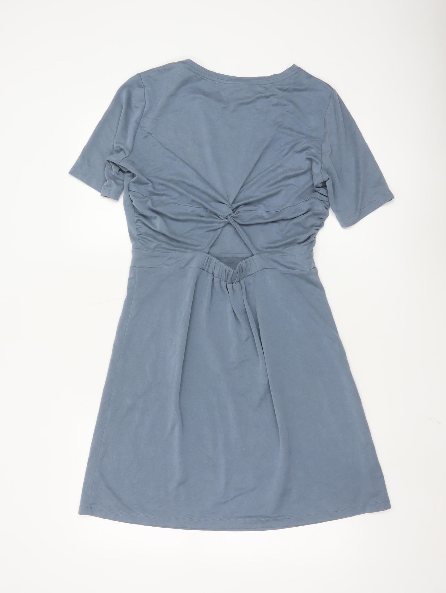 Oliver Bonas Womens Blue Fit & Flare Short Sleeve Dress Size 12