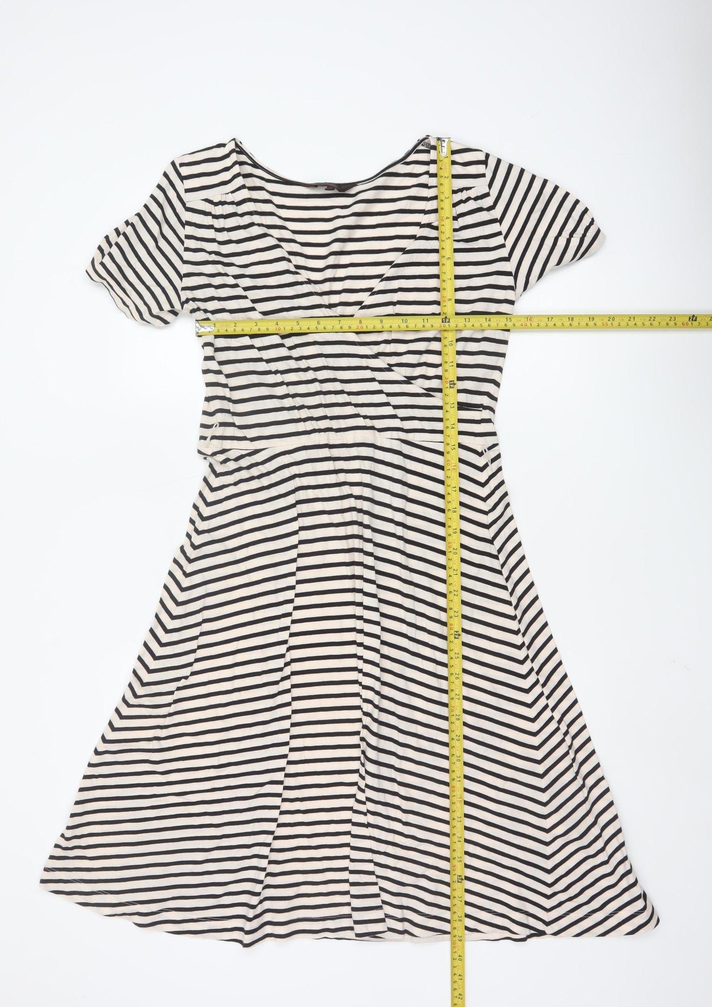 Great Plains Women’s Black Stripe Jersey A-Line Dress Size M