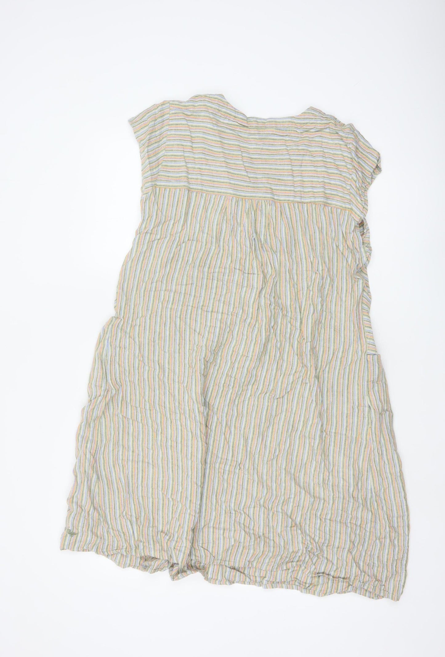 Country Rose Women Beige Multicoloured Striped Shift Dress Size 18