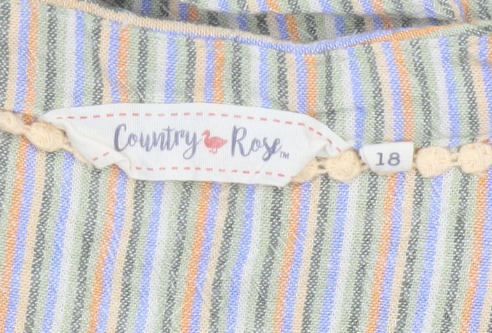 Country Rose Women Beige Multicoloured Striped Shift Dress Size 18