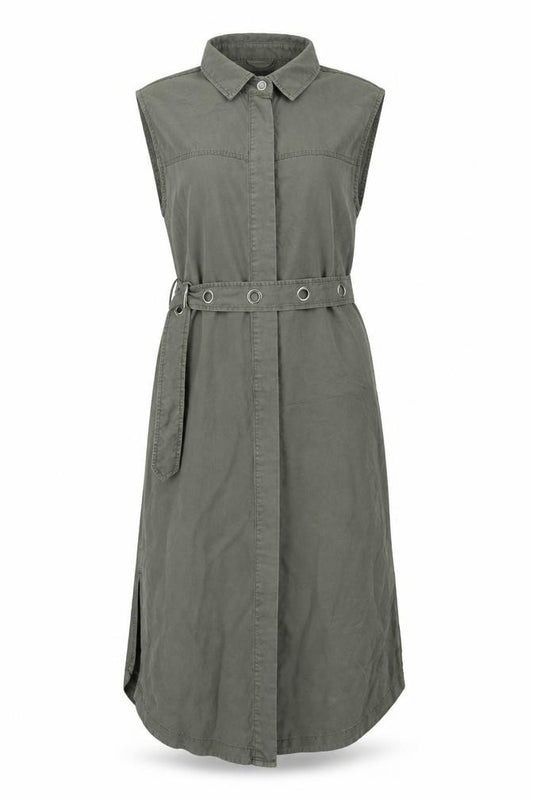 Mint Velvet Women's Green Sleeveless Belted Shirt Dress Size S